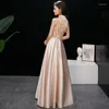 Party Dresses ofallsis Halter Neck Banket Aftonklänning 2024 Autumn Champagne Elegant Long Hostess Celebrity Female Vestidos