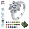 Cluster Rings Cocosily Multicolor 1CT D Color Moissanite S925 Sterling Silver Women's Ring Petal Sunflower Style Personalized Fashion