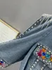 EWQ TASSEL RIVET Färgglad Diamond Denim Jacket Fashion Women Långärmad streetwear outwears jackor kappa sommar topp 240420