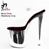 Sandaler Sexig fetisch 8Inches Dress Platform Peep Toe Pole Dance Shoes 20cm Women Stripper Models Show Nightclub Exotic Bride Shoe