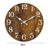 Clocks Wooden Wall Clock Number Wall Clock Rustic Vintage Wood Wall Clock Silent Non Ticking 10inch Round Analog Alarm For Room