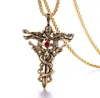 Retro Cross Heren ketting 316L roestvrij staal 18K GOUD PLATATE MEN039S RODE STRICESTONE Setting Hangerse sieraden15486123468054