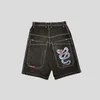 JNCO Shorts Y2K Hip Hop Pocket Baggy Denim Gym Shorts Män Summer Harajuku Gothic Men Basketball Shorts Streetwear 240423