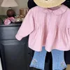 Set di abbigliamento 2024 Shirt da bambola per lacciatura rosa leggera per bambini