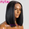 Feinste Perücke Frisuren für Frauen doppelt gezeichneter Bob Real Human Hair Front Spitzenstirnband geradeaus