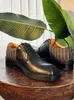 Dress Shoes Square Toe Mens Genuine Leather Formal Derby Handmade Patchwork Stripe Men Platform Customized 7 Days