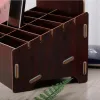 Bins Wooden MultiCell Mobile Phone Storage Basket Desktop Storage And Sorting Basket Certificate Storage MultiFunctional Organizer