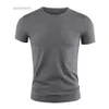 Magliette maschile maglietta maschile t-shirt a colori solidi a maniche corta maglietta estate in palestra casual palestra muscolare collo magro