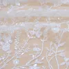 Sneeuwwitje ivoor lovertjes tule kanten stof voor trouwjurk aankomst hoge kwaliteit bloemen borduurwerk kanten gratis schip 240420