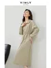 Casual Dresses Vimly Elegant Shirt Dress Women 2024 Spring Half Zip Drop Hylsa Justerbart dragsko midjeband A-Line Split Midi M5395