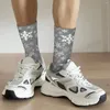 Skarpetki męskie Retro Płatki śniegu w szarym szalonym kompresji unisex świąteczne harajuku płynne nowość Happy Sock Boys Prezent