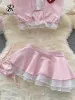 Suits Singreiny Nurse Uniform Cosplay Sexy Suits Women Short Hidees Ruffles Top+Mini Kjol+Thongs Nightwear 2023 Erotic Porn Outfit