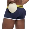 Underpants Jockmail Marke Sexy Männer Unterwäsche Bulge -Verbesserung Boxer enthalten Penispolster und Hüften Gesäß doppelt abnehmbarer Druckt Cup