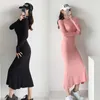 Casual Dresses Spring and Autumn High Collar Tight Stretch Ins Slim Looking Dress