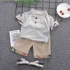 Juegos de ropa Diimuu Baby Boy Camiseta de ropa+pantalones cortos para niños Summer con camiseta+pantalones Q240425