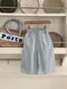 Pantaloni per bambini pantaloni estate in Corea 2024 abbigliamento in vita elastico coreano sottili ricami sciolti ragazze jeans moda solido