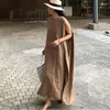 Robes décontractées coréen Summer Femme Sans manches Split Robe Top Top Couleur Couleur solide Linette Luzy Colon Coton Femme Coton Femmes