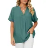 Frauenblusen Frühling Sommertemperament Europa und Amerika Kleidung Fashion lässige Feste Farbe Alleinfang lose Kurzarm Tops Shirt