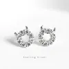 Stud Earrings Unique And Minimalist S925 Devil With Small Diamonds