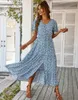 Urban Sexy sukienki panie vintage długi kwiatowy nadruk letnia sukienka kobiety luźne swobodne guziki bohemian plażowe sukienki dla sundress szata vestidos femalel2404