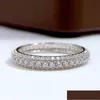 Rings Eeuwigheid Micro Pave Moissanite Diamond Ring 100% origineel 925 Sterling Sier Band for Women Men Promise sieraden Drop levering Dh91X