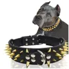 Dog Collar AntiBite Spikes Studded Leather Suitable leather leash For Large Dogs 240418