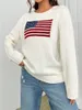 Women's Sweaters Cashmere Knitted O Neck Sweater For Women Long Sleeve Fashion Pullover Five Pointed Star Embroidery Striped Jumper 2024