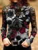 Gothic Skull Flower Tops Women Hollow Lace Long Sleeve Tee Sexy Girls Vintage Slim T Shirts 240416
