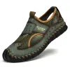 Botas 2024 sandálias de couro Men Sapatos de verão respiráveis Homem à prova d'água masculino ao ar livre sandálias antiskidas Sandals de sapatos ocos calçados