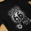 メンズTシャツU Sルート66オートバイロードTシャツグラフィックメンズトップヴィンテージオルタナティブサマーポリエステル衣料Harajuku TシャツT240425