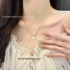 Designer Luxury Necklace Fanjia Four Leaf Grass White Fritillaria High Version CNC Full Diamond Red Agate Peacock Green S925 Sterling Silver Collar Chain Chain