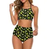 Kvinnors badkläder Abstract Leaf Print Bikinis Set Colorful Leaves String Bikini Swimsuit High midje Sport Design Moderna strandkläder