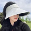 Wide Brim Hats Ink Style Personalized Empty Top Hat Women Summer Large Seaside Sun Cap Students Outdoor UV Protection Retro Visor