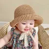 WQ56 Caps Chapeaux Panama Summer Baby Chapeau Paille Baby Girl Cap Fashion Lace Bow Children Cap Planche Cap Princesse Baby Baby Baby Hats et Caps Chapeaux pour enfants D240425