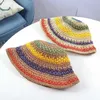 Szerokie czapki Brim Hats Hats Nowy w stylu koreański wielokolorowy Solor Sun Crochet Hat do podróży na plaży i wakacje ręcznie robione Str Hat J240425