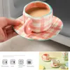 Tumblers Hand drawn floral ceramic coffee cup home office with sauce breakfast milk juice tea handle gift and beverage set H240425