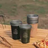 Canecas 5pcs/conjunto ao ar livre 304 Stainlessteel Beer Camping Camping 350ml Caneca de café com bolsa de armazenamento Conjunto de chá de mesa