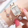 Nuovo orologio a bordo bordo femminile Calendario femminile Luxury Diamond Square Watch Waterproof Quart Women's Watch