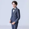 Suits Flower Boys Wedding Dress Children Formal Plaid Suit Kids Blazer Vest Pant 3PCS For Photography Child British Style Show Costume