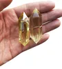 1pcs Citrine Crystal Wand Quartz Point muy buen color de cuarzo Ventita de cristal Doble Punto Reiki Curación de piedras naturales y mineral7564509