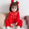 ワンピース女の子のための中国の伝統的なジャンプスーツ新生児ハンフレッドタンスーツロンパー中国の衣装の誕生日bebe