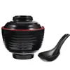 Set di stoviglie set di ciotola di zuppa di miso melamina multifunzione riso squisito ciotole cappello da cucina nera fornitura giapponese