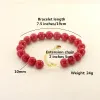 Strängar Vintage Red Coral Armband smycken Smooth 410mm Stone Pärlat Förlängningsarmband Bangle For Women Yoga kan användas som en nyckelring