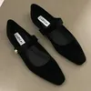Suede flats loafers vrouwen marie janes lente schoenen vierkant teen ballet dansschoenen mode luxe jurk zapatillas de mujer 240419