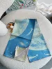 Scarves Double Faces Blue Satin Scarf Logo Replikica Silk Shawl Handkerchiefs For The Head Hair Turban Bandana