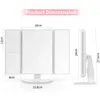 Makeup LED Mirror Lights Makeup White Trifold Mirror 21 LED Vanity Mirror Lighted Up Mirror With Pekskärm Dubbel strömförsörjning