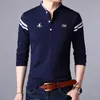 Polos masculins Fashion à manches longues polo à manches longues Coton décontracté coton top top stand up collier coréen confortable t-shirt topl2404