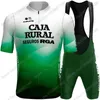 مجموعة سباقات 2024 Team Caja Rural Cycling Jersey مجموعة الرجال ملابس الصيف الطويل الأكمام طقم قميص دراجة نوبة دراجة سراويل مريلة