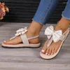 Sandały Bow Flats Kobiety klip butów butów letnie kapcie 2024 plaż komfortowy klapki klapki spacery slajdy slingback chaussures femme