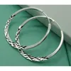 Hoop Earrings Silver Color 40/45/50mm Round Circle For Women Wedding Engagement Party Jewelry